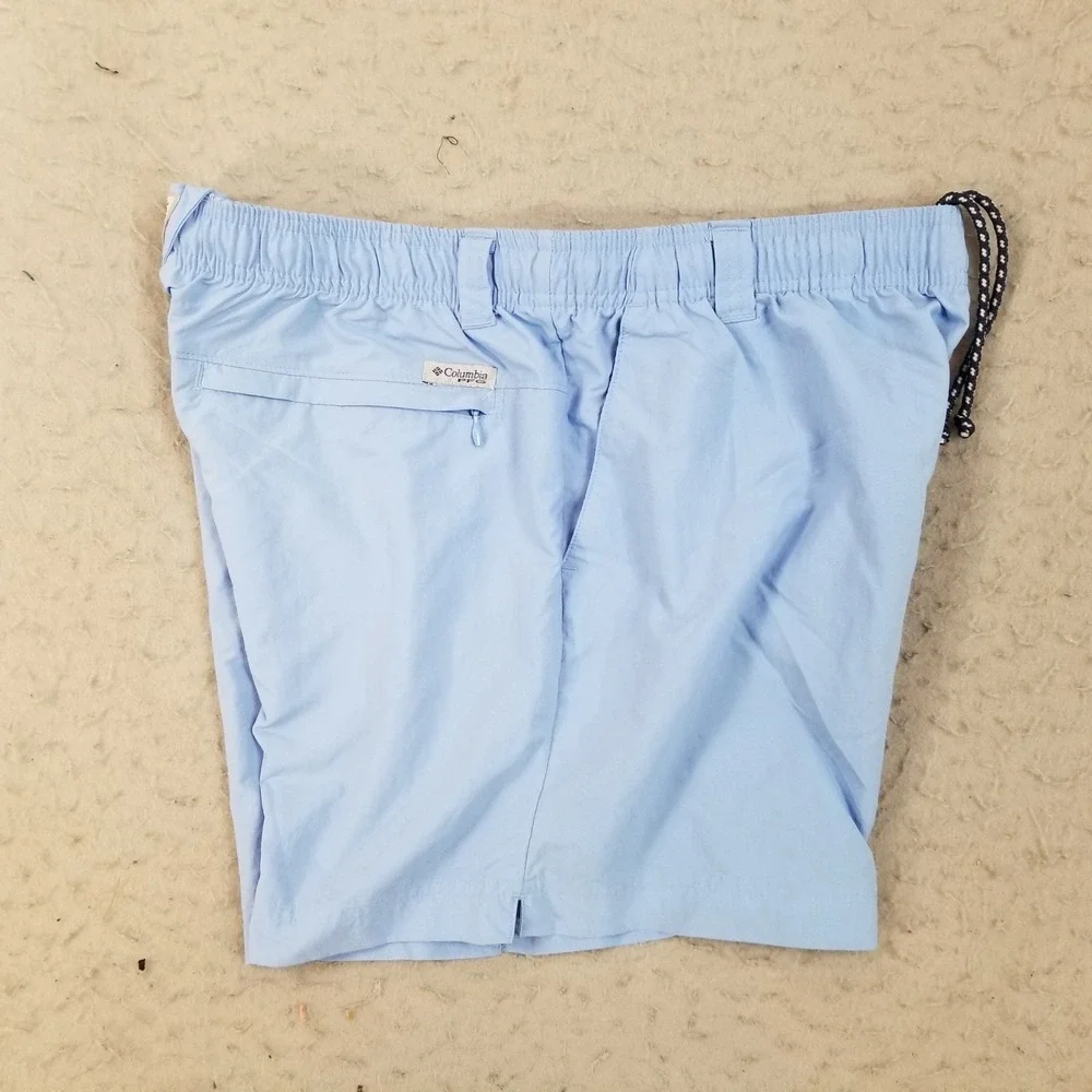 Columbia Shorts Mens L Blue PFG Backcast III Water Fishing Nylon FL0073 6 Inseam